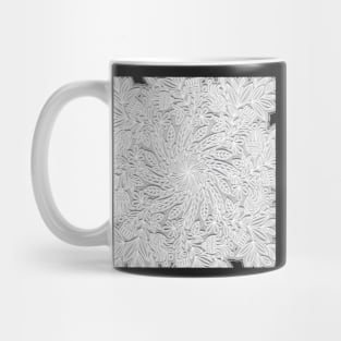 Pale Gray & White Flowers and Leaves Mandala Mug